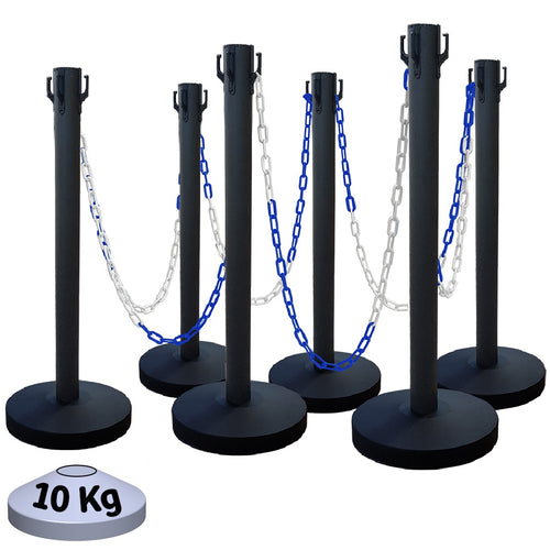 Kit 6 Poteaux de Balisage Métal Noir EQUIPEMENTECH