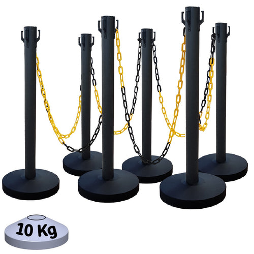 Kit 6 Poteaux de Balisage Métal Noir EQUIPEMENTECH