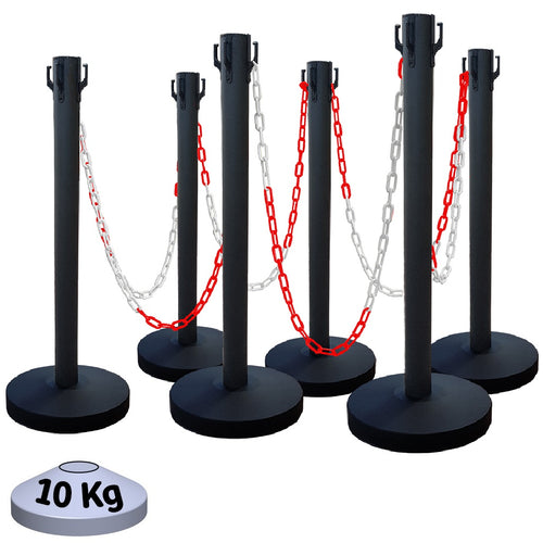 Kit 6 Poteaux de Balisage Métal Noir EQUIPEMENTECH