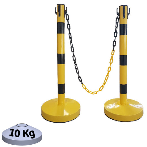 Kit 2 Poteaux de Balisage Métal Noir Jaune EQUIPEMENTECH