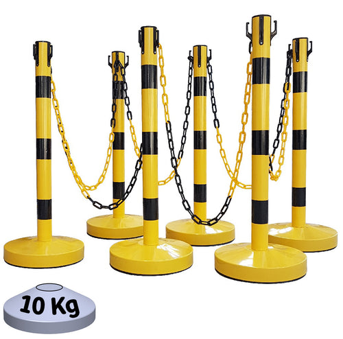 Kit 6 Poteaux de Balisage Métal Noir Jaune EQUIPEMENTECH