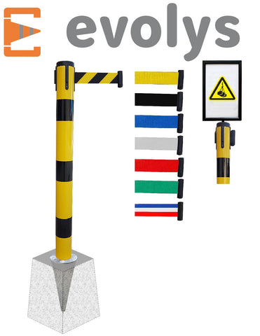 Poteau Métal de Balisage à Sangle EVOLYS à Sceller