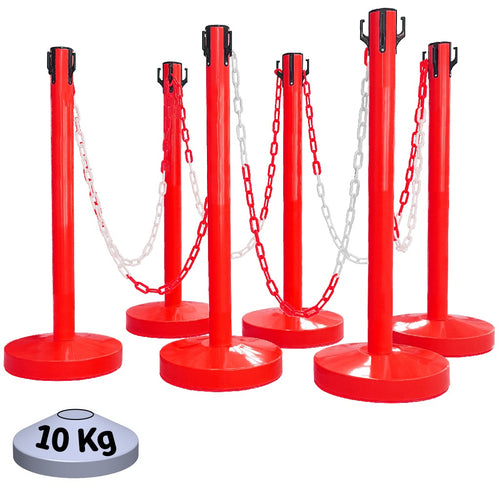 Kit 6 Poteaux de Balisage Métal Rouge EQUIPEMENTECH
