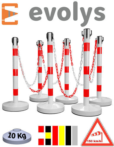 Kit 6 Poteaux de Balisage Métal EQUIPEMENTECH