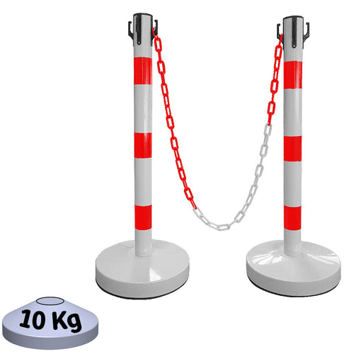 Kit 2 Poteaux de Balisage Métal Rouge Blanc EQUIPEMENTECH