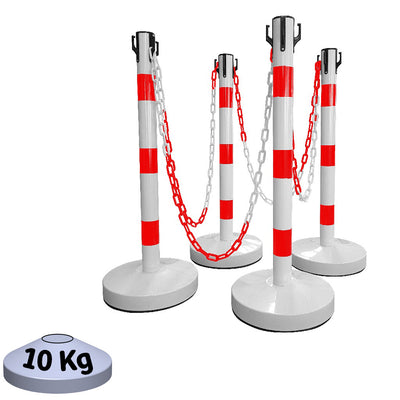 Kit 4 Poteaux de Balisage Métal Rouge Blanc EQUIPEMENTECH