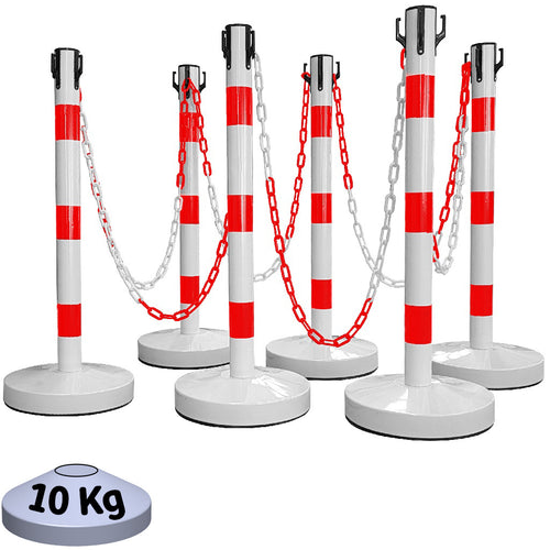 Kit 6 Poteaux de Balisage Métal Rouge Blanc EQUIPEMENTECH