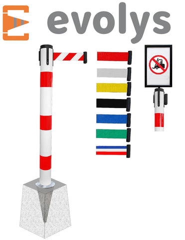 Poteau Métal de Balisage à Sangle EVOLYS à Sceller