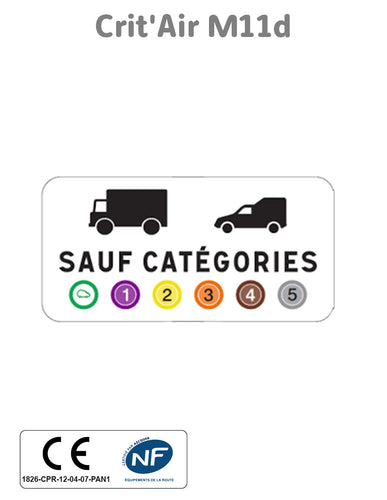 Panonceau Catégorie Crit'Air M11d