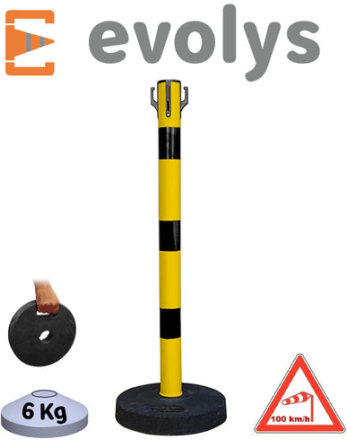 Poteau de Balisage EVOLYS Noir Jaune - EQUIPEMENTECH