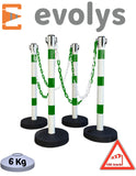 KIT 4 Poteaux à chaînes Vert Blanc EVOLYS - EQUIPEMENTECH