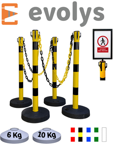 Kit 4 Poteaux evoLys Lestés avec Chaîne 25 mètres