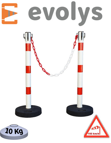 Kit 2 Poteaux evoLys Lestés avec Chaîne 6 mètres
