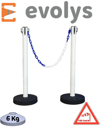KIT 2 Poteaux à chaînes EVOLYS Blanc - EQUIPEMENTECH