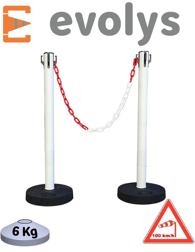 KIT 2 Poteaux à chaînes EVOLYS Blanc - EQUIPEMENTECH