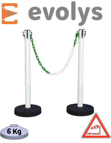 KIT 2 Poteaux à chaînes EVOLYS Blanc - EQUIPEMENTECH