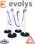 KIT 4 Poteaux à chaînes Bleu Blanc EVOLYS - EQUIPEMENTECH