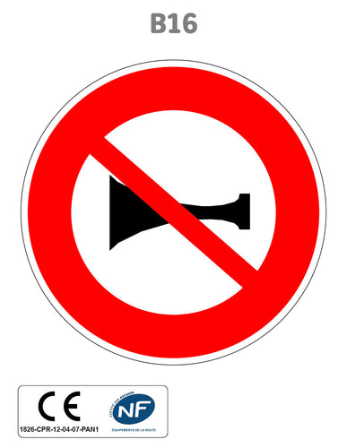 Panneau B16 Signaux sonores interdits