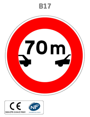 Panneau B17 Intervalle minimal à respecter