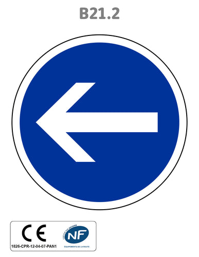 Panneau B21.2 Obligation de tourner à gauche
