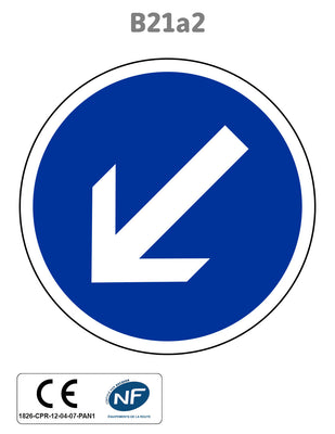 Panneau B21a2 Contournement obligatoire par la gauche