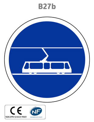 Panneau B27b Voie réservée aux tramways