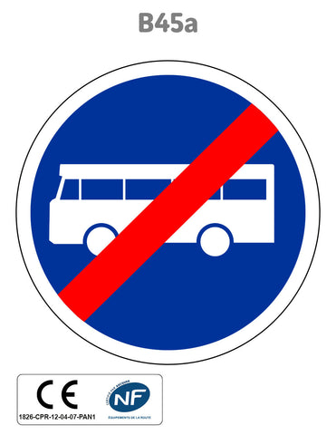Panneau B45a Fin de voie réservée aux transports en commun