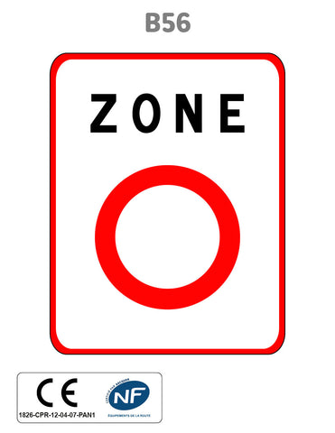 Panneau B56 Entrée de zone de circulation restreinte