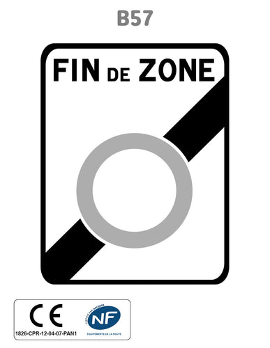 Panneau B57 Fin de zone de circulation restreinte