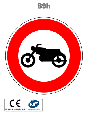 Panneau B9h Accès interdit aux motocyclettes