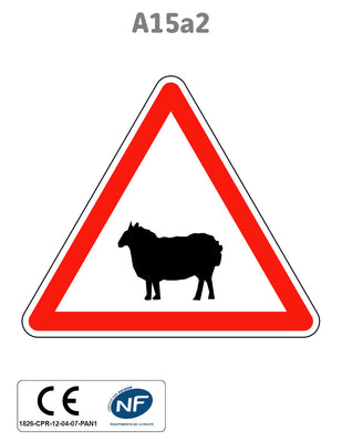 Panneau A15a2 Passage d'animaux domestiques mouton