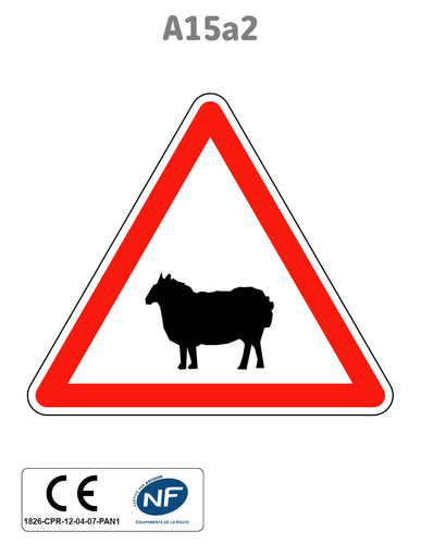Panneau A15a2 Passage d'animaux domestiques mouton