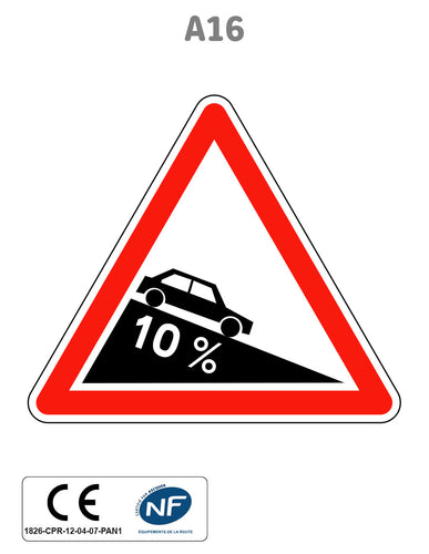 Panneau A16 Descente dangereuse