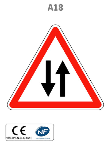 Panneau A18 Circulation dans les deux sens