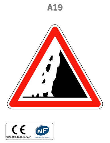 Panneau A19 Risque de chute de pierres