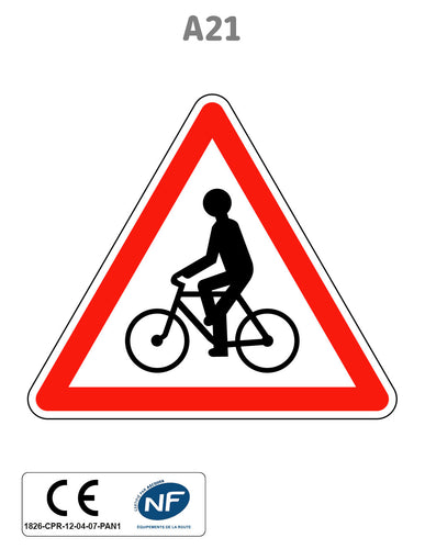Panneau A21 Débouché de cyclistes