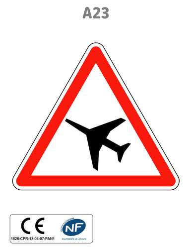 Panneau A23 Traversée d'une aire de danger aérien