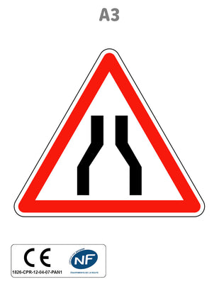 Panneau A3 Chaussée rétrécie