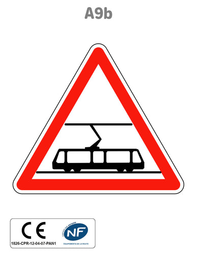Panneau A9b Traversée de voies de tramway