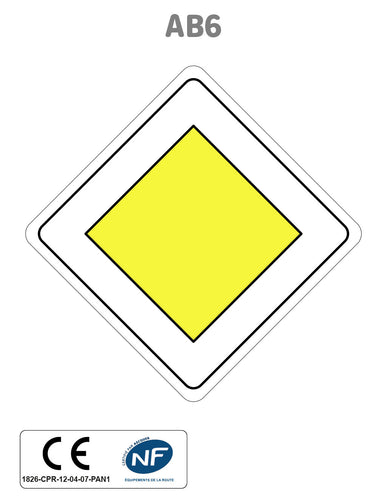 Panneau AB6 Route prioritaire