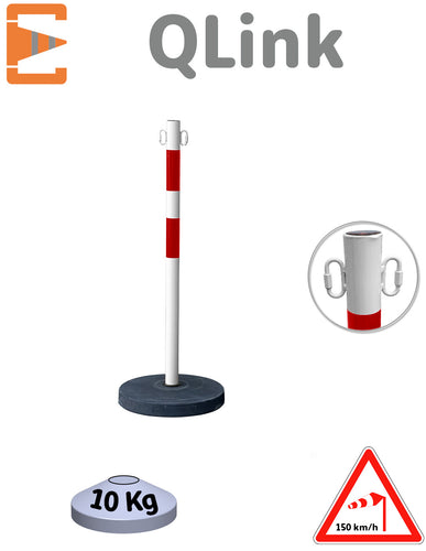 Poteau Balisage Metal 10 kg Rouge Blanc