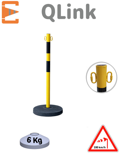 Poteau Balisage Metal Leste Jaune Noir