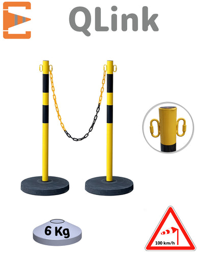 Poteau Balisage Metal Leste Jaune Noir