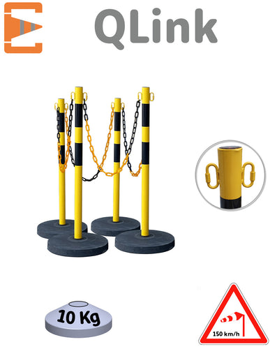 Poteaux Chaine Métal 10kg Noir Jaune