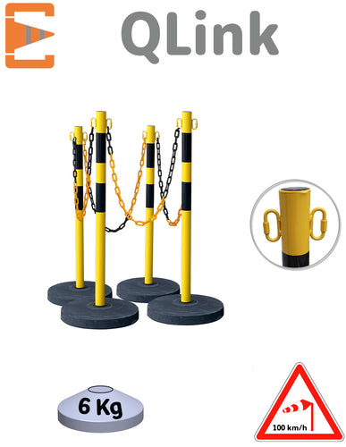 Poteaux Chaine Métal Leste Jaune Noir