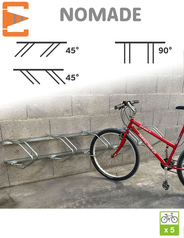 Racks Mural NOMADE 5 Vélos à 90° ou 45°