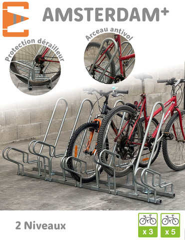 Râtelier Range Vélos AMSTERDAM+ 3 et 5 places