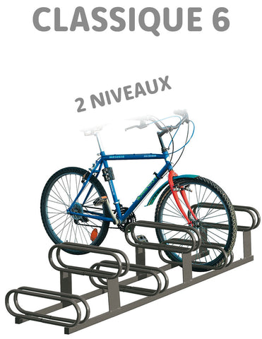 Râteliers Range Vélos 5 et 6 places sur 2 Niveaux