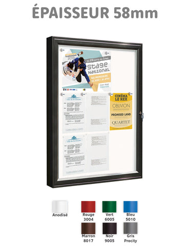 Vitrine d'affichage épaisseur 58mm de 4 à 21 feuilles A4