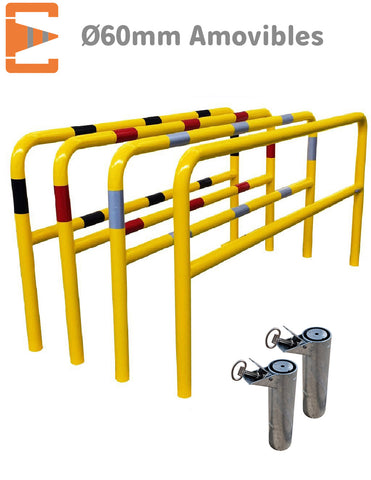 Barrières de Protection Amovibles Ø 60mm avec 2 Fourreaux verrouillables